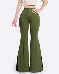 High Waist Side Slit Hip Lift Flared Yoga Pants