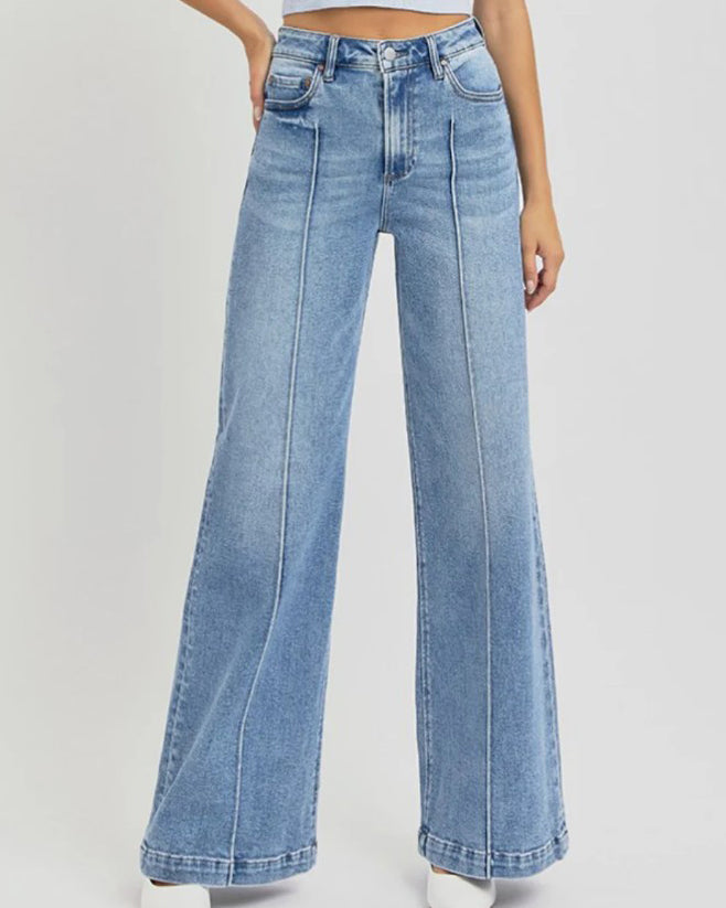 High-Waisted Slimming Wide-Leg Jeans