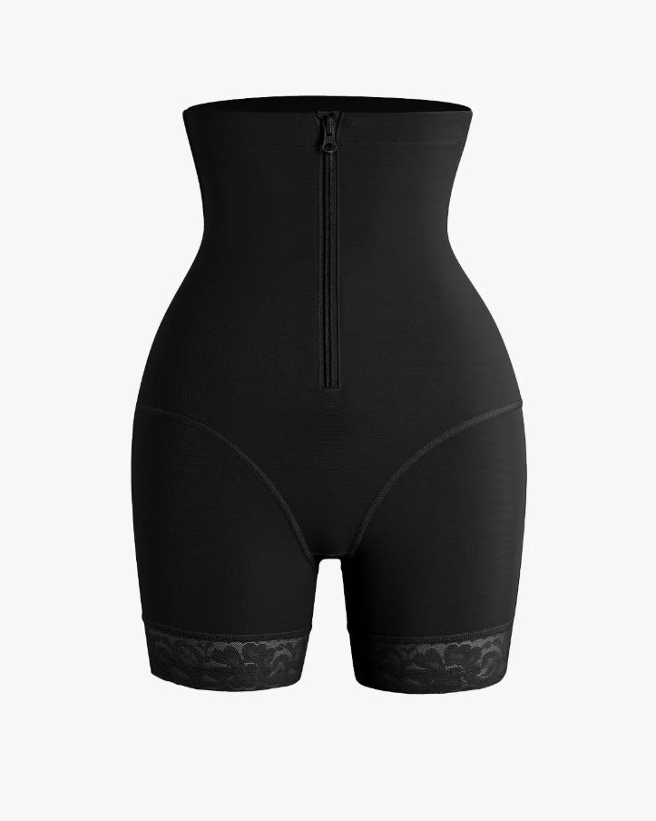 High-Rise Tummy-Controlling Front Zip Shaping Shorts