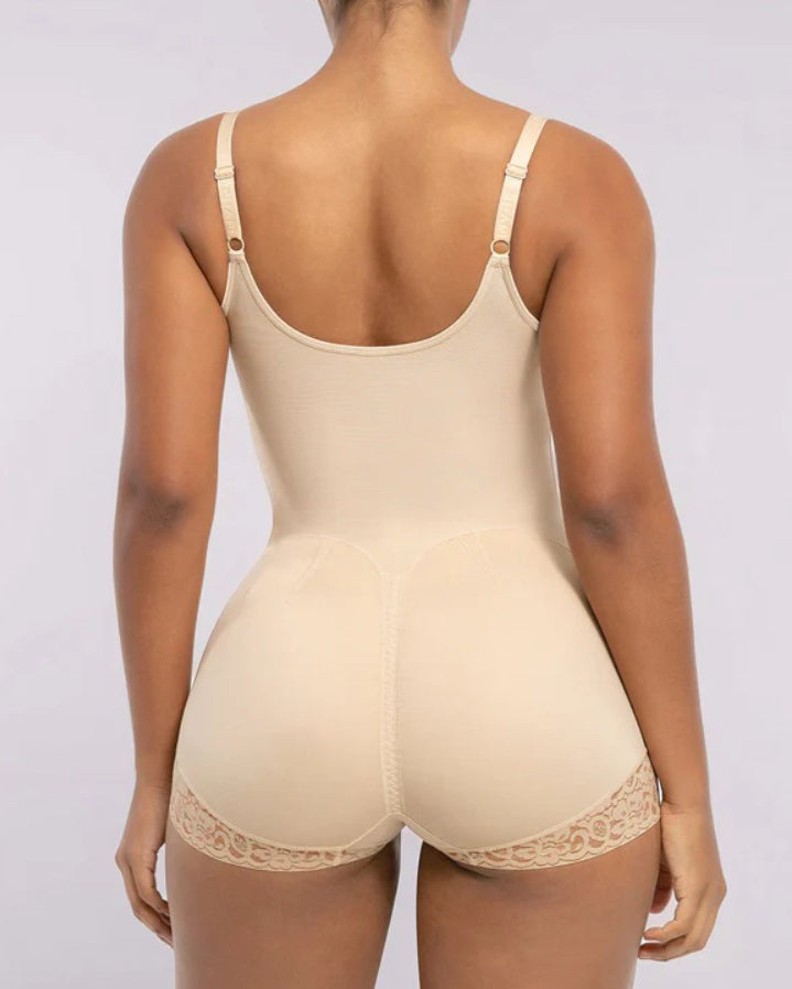 Front-Zip Sleeveless Tummy Sculpt Bodysuit
