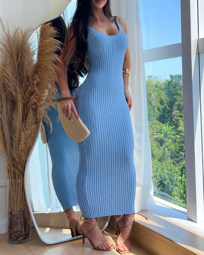 Knitted Backless Sleeveless Bodycon Dress