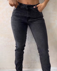 High-Rise Sparkling Rhinestones Skinny Jeans
