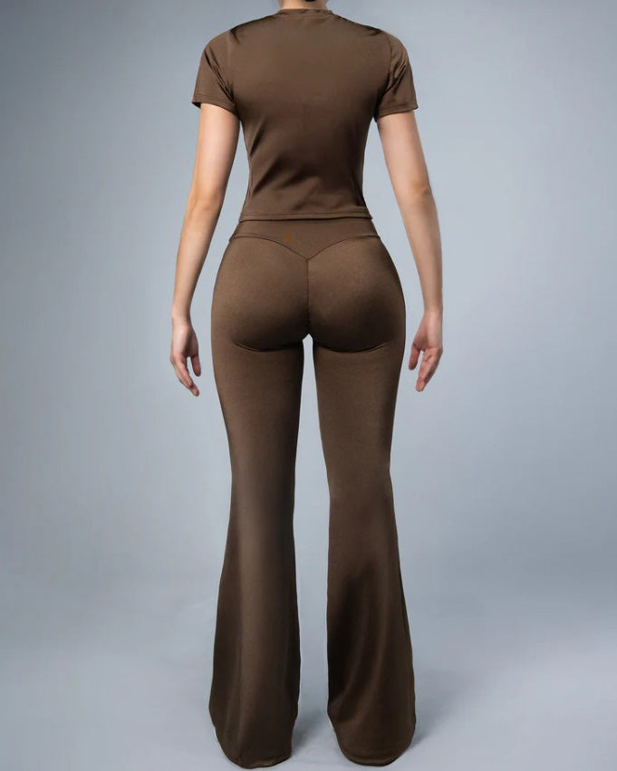 Casual Short-Sleeved Slim-Fit 2-Piece Set