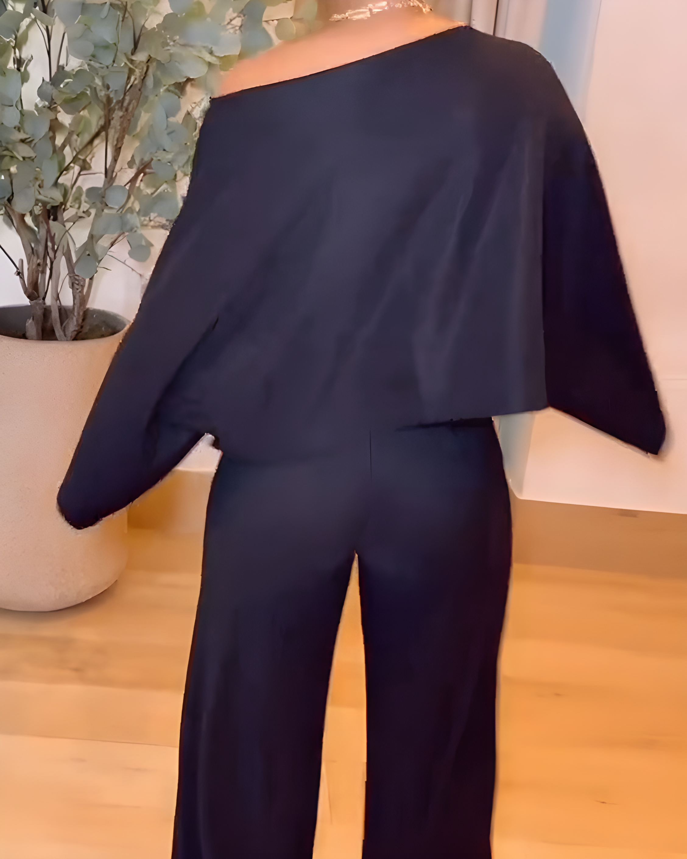 Off-Shoulder Top Wide-Leg Pants Casual Set