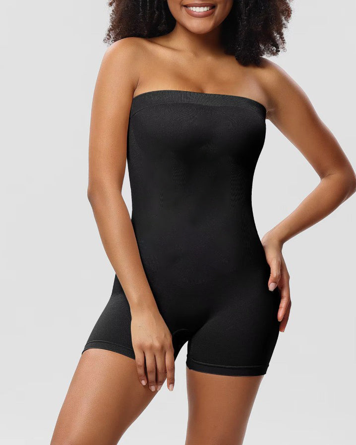 Bandeau Ribbed Slimming Shapewear Romper
