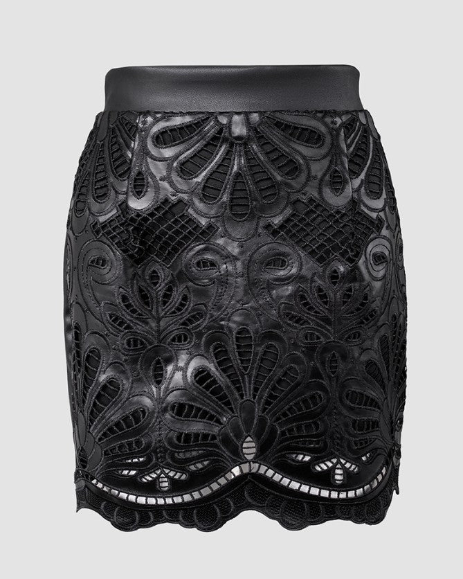 Hollow Leather Hip Skirt