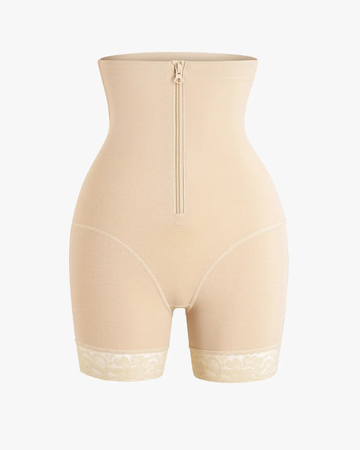 High-Rise Tummy-Controlling Front Zip Shaping Shorts
