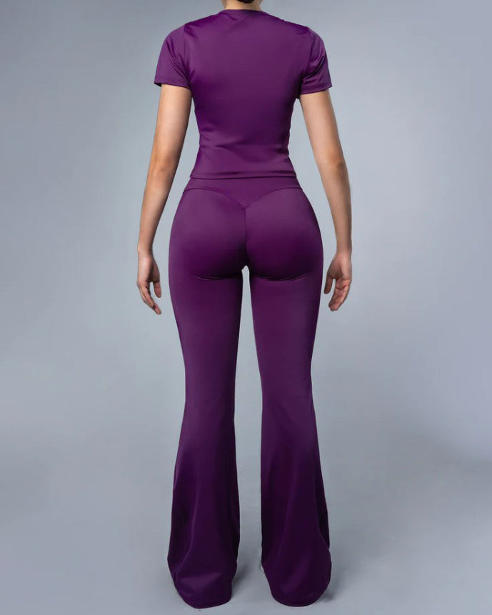 Casual Short-Sleeved Slim-Fit 2-Piece Set