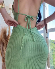 Knitted Backless Sleeveless Bodycon Dress