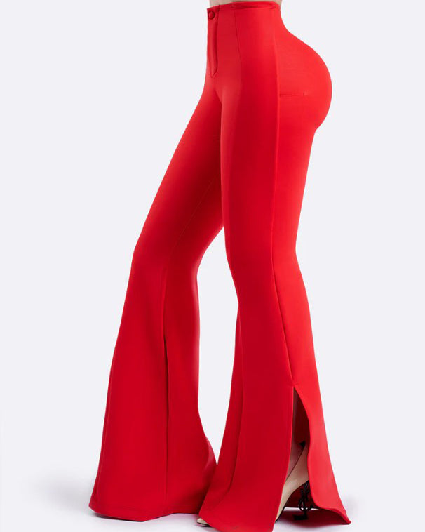 High Waist Side Slit Hip Lift Flared Yoga Pants