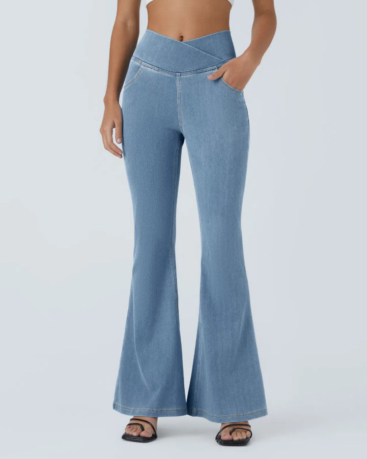 High-Stretch Slimming-Fit Flared Jeans