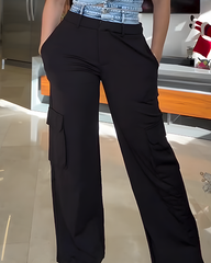 Patchwork Cargo Wide Leg Pants