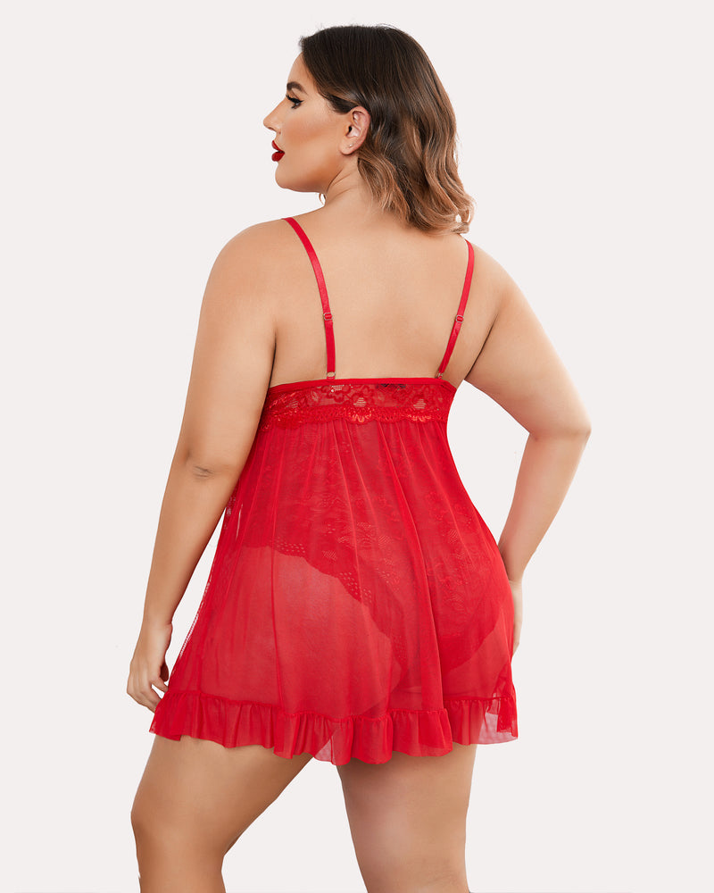 Plus Size FPrint Snap Crotch Babydoll