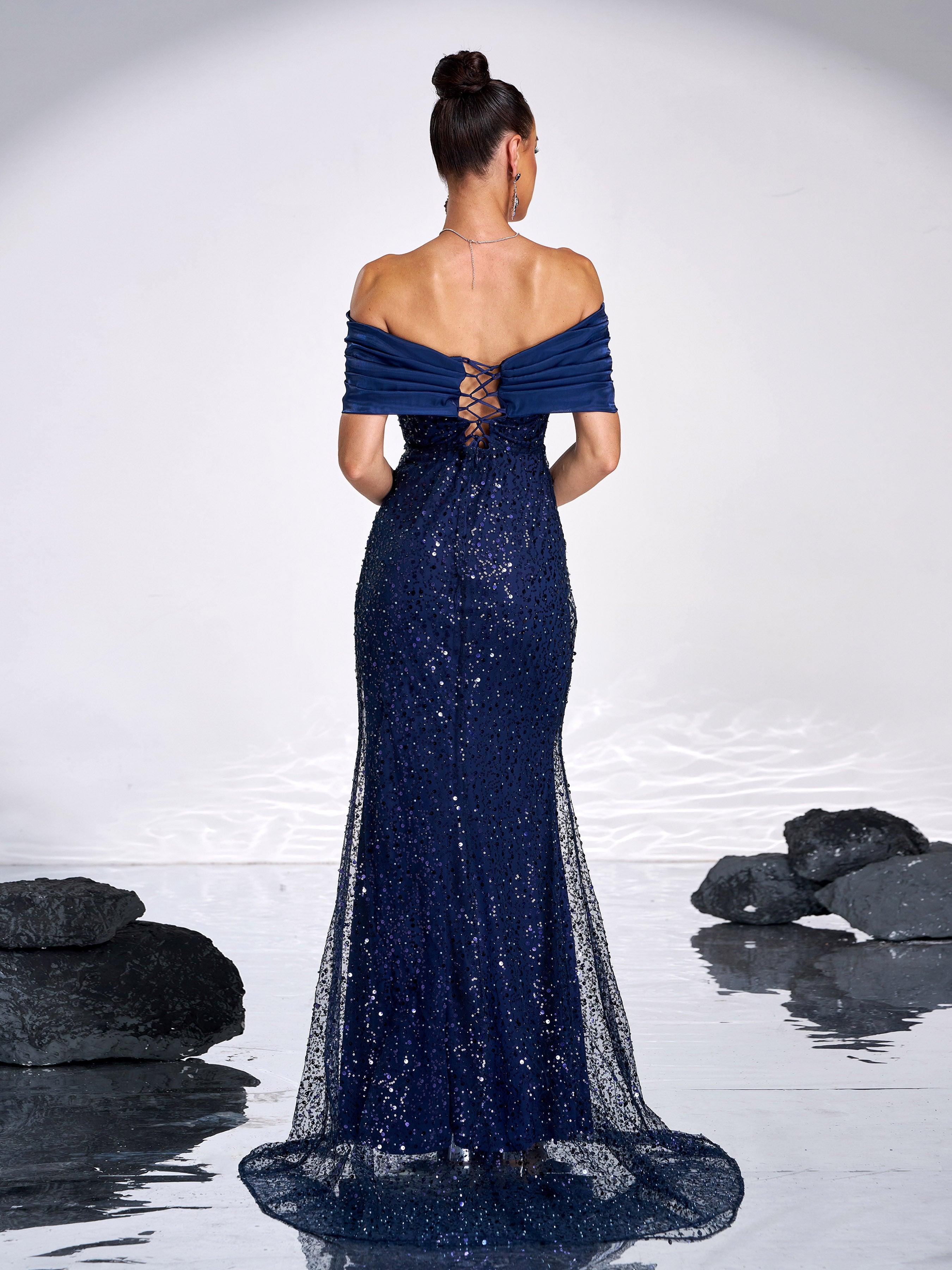 Sparkling Sequin Strapless Evening Gown Dresses