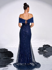 Sparkling Sequin Strapless Evening Gown Dresses