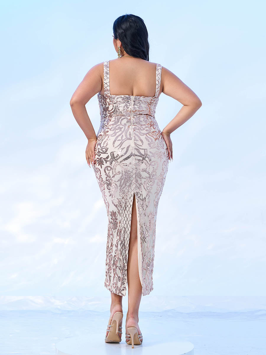 Square Neck Split Cocktail Dress RD50152