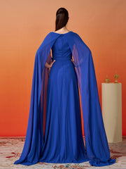 Embroidery Cape Sleeve Wedding Guest Dress