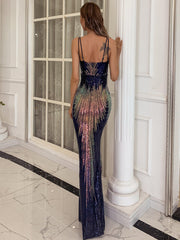 Sheath Sequin Gradient Spaghetti Formal Dress