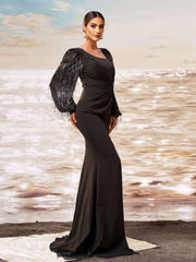 Classic Knot Long Sleeve Evening Dress