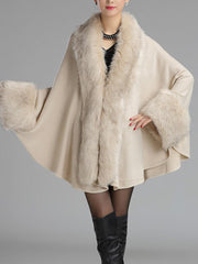 Loose Large Faux Fur Knitted Cardigan Cape