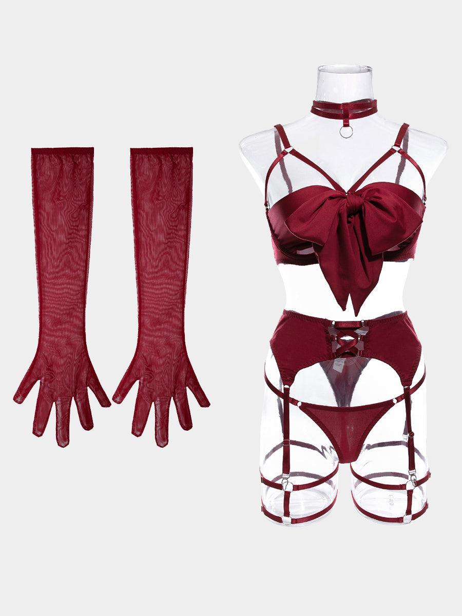 Sexy Garter Hollow Sexy Lingerie Four-piece Set