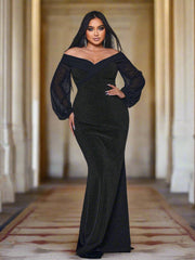 Plus Off Shoulder Mermaid Maxi Dress