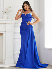 Spaghetti Draped Mermaid Evening Dress