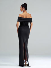 Black Off-shoulder Sheath Formal Dress