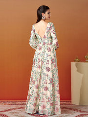 V-Neck Backless Tulle Apricot Prom Dress