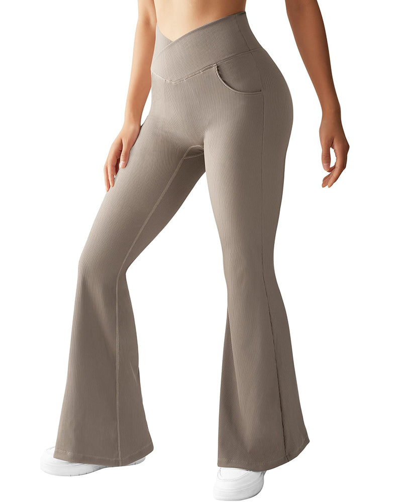 High-waisted Crossover Micro Flare Pants
