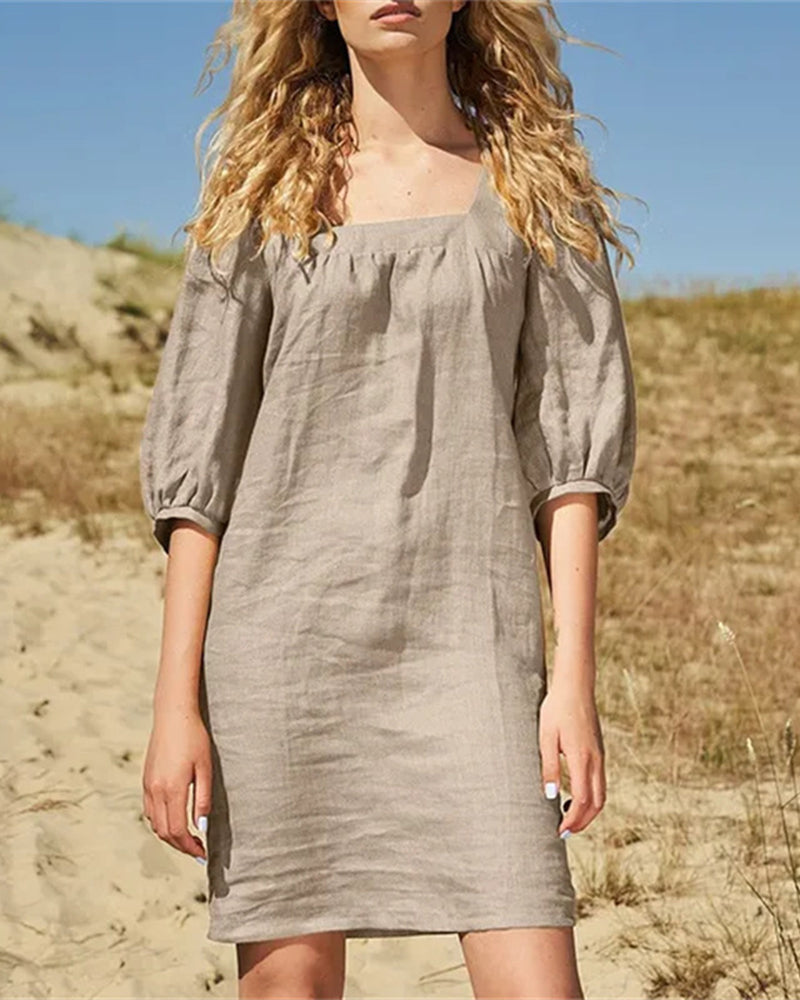 Square Neck Casual Dress