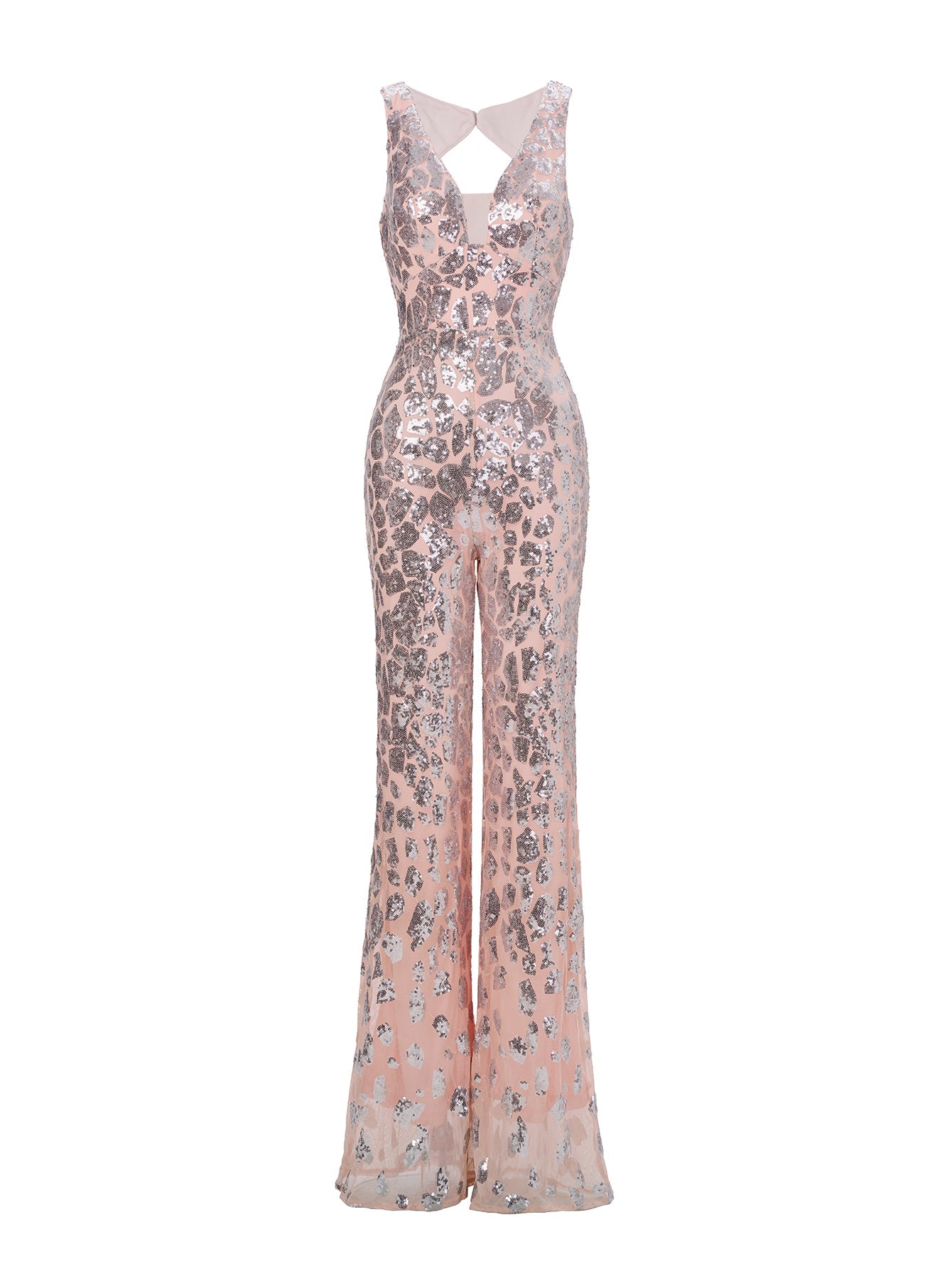 Sleeveless Cutout Sequin Jumpsuits