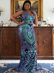Plus Zip Back Sequin Formal Dress