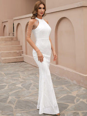 Cold Shoulder Beads Chain Cocktail Dress
