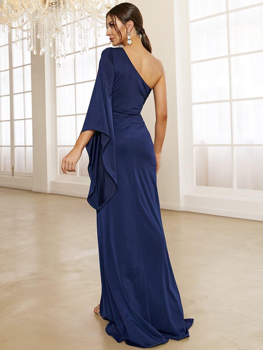 One Shoulder Split Maxi Blue Mermaid Dress