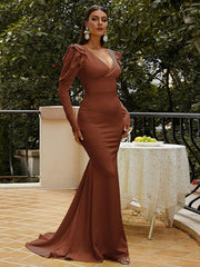 Puff Sleeve Mermaid Maxi Dress