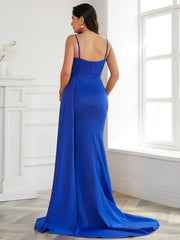 Spaghetti Draped Mermaid Evening Dress