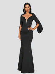 V-Neck Mermaid Cape Sleeve Dress