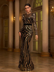 Geometric Sequin Cutout Cocktail Dress