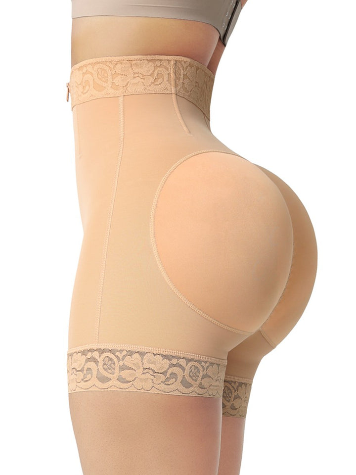 High Waist Front Zipper Butt Lifter Shorts