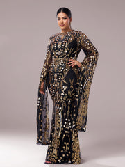 Plus Long Sleeve Mermaid Sequin Maxi Dress