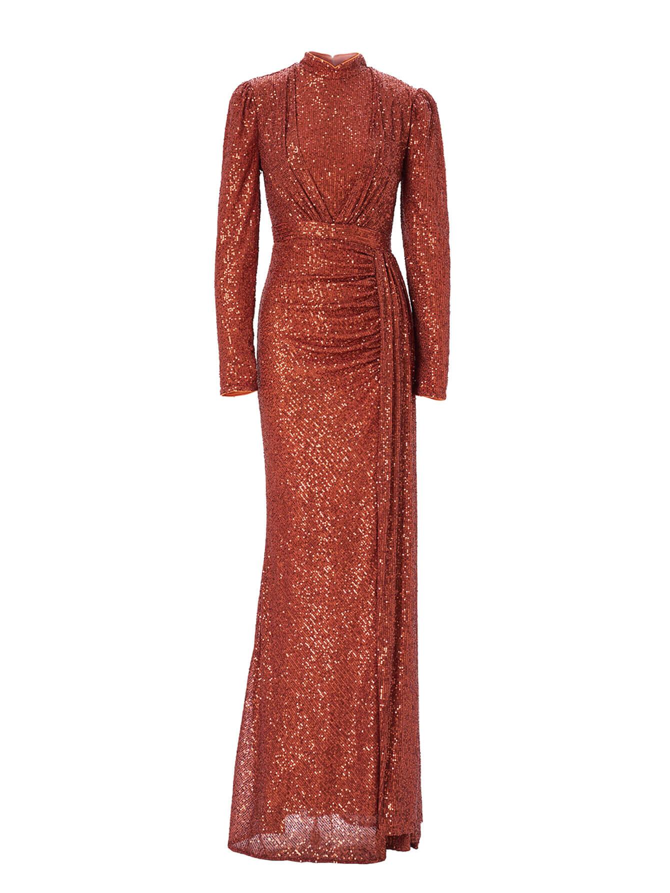 Full Cover Draped Sequin Dress