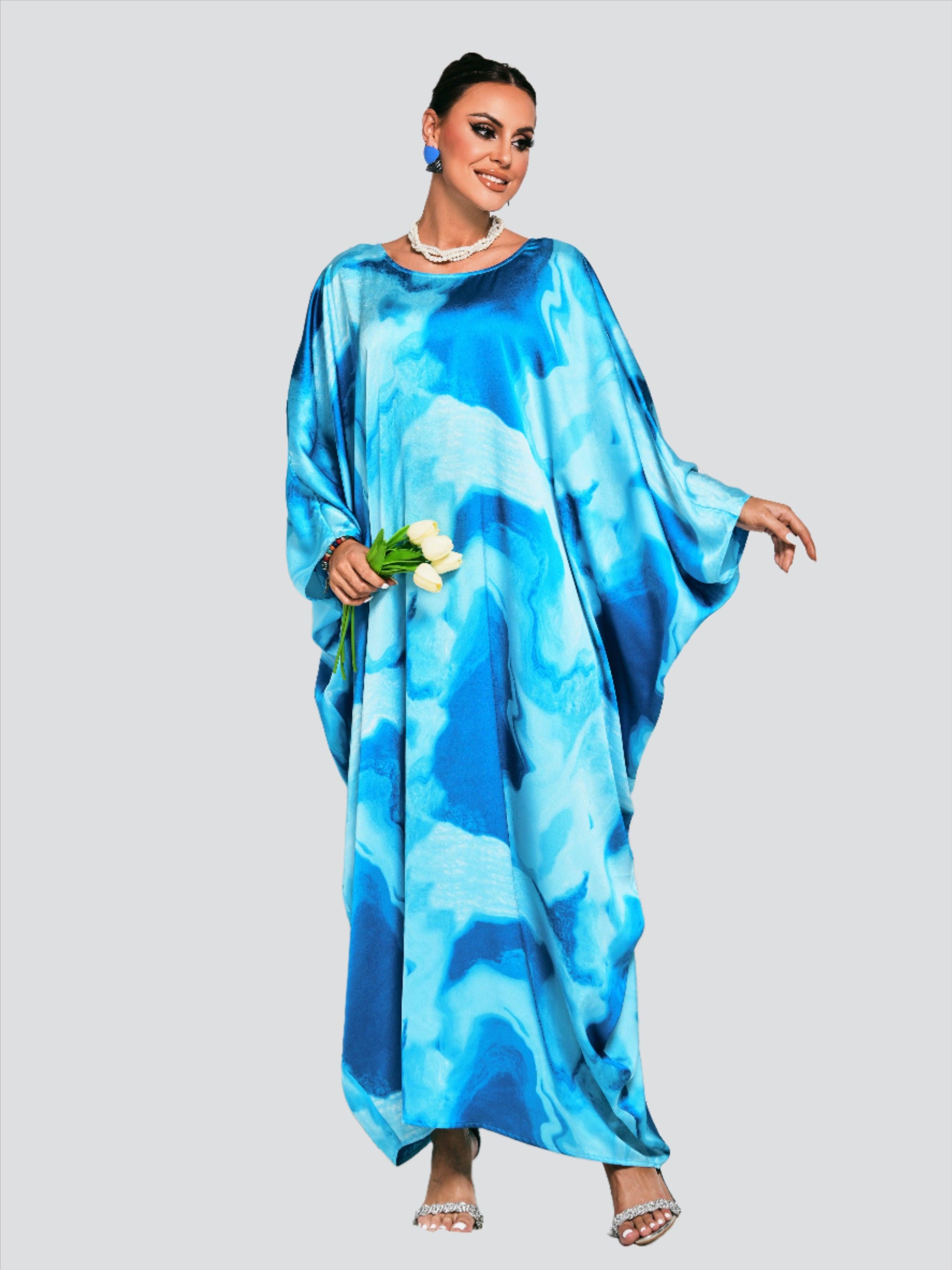 Cocoon Batwing Sleeve Tie-dye Dress