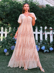 Lantern Sleeve A-line Tulle Dress