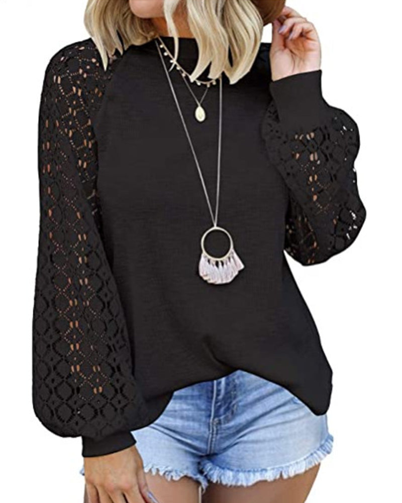Long Sleeve Lace Loose Shirt