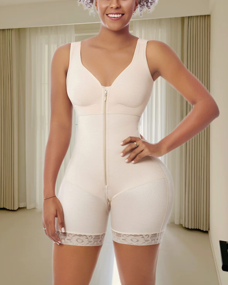 Zipper Butt Lifter High Back Bodysuit