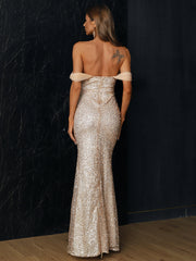 Elegant Sequin Off-Shoulder Mermaid Gown
