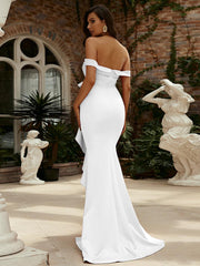 Off Shoulder Ruffled Evening Dress