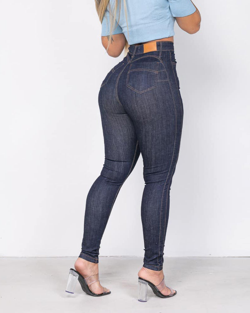 Double Side Stitched High Waisted Skinny Jeans
