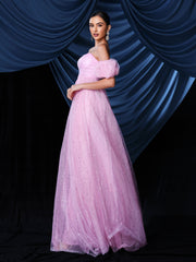 Off Shoulder A-line Sequin Tulle Dress